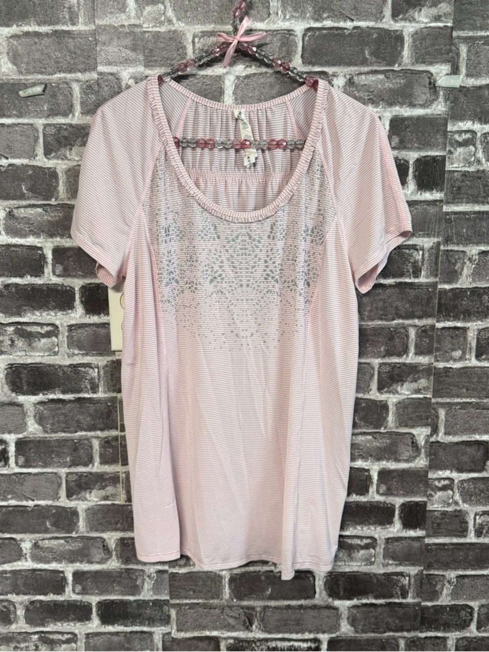 LULULEMON Run Wild short sleeve tech shirt light pink silver speckle print